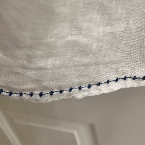 J. Jill 100% Linen Sleeveless White and Blue Embroidered Blouse/Tunic Top Size L - Picture 5 of 11